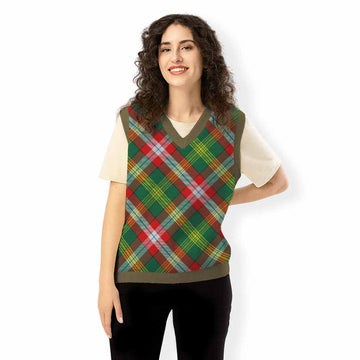 Northwest Territories Canada Tartan  Knitted V-Neck Vest Cross Style