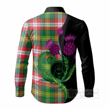 Northwest Territories Canada Tartan Long Sleeve Button Shirts Traditional Scottish Thistle