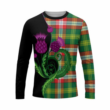 Northwest Territories Canada Tartan Long Sleeve T-Shirt Traditional Scottish Thistle