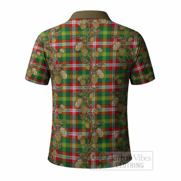 Northwest Territories Canada Tartan Polo Shirt Seamless Scottish Thistle Flowers