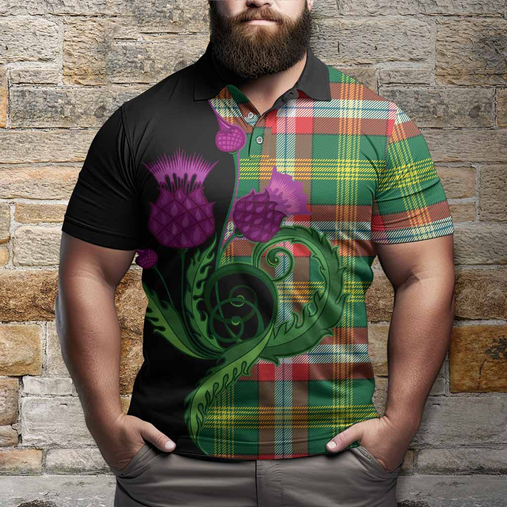 Northwest Territories Canada Tartan Polo Shirt Traditional Scottish Thistle