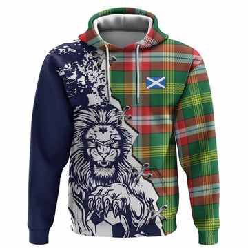 Northwest Territories Canada Tartan Scottish Hoodie Angry Lion With Soccer Ball Style