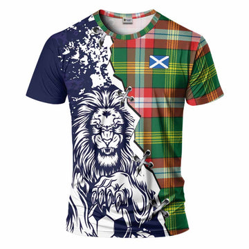 Northwest Territories Canada Tartan Scottish T-Shirt Angry Lion With Soccer Ball Style