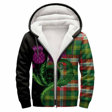 Northwest Territories Canada Tartan Sherpa Hoodie Traditional Scottish Thistle