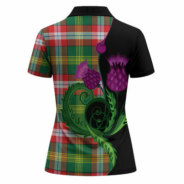 Northwest Territories Canada Tartan Women Polo Shirt Traditional Scottish Thistle