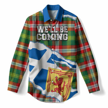 Northwest Territories Scotland Football Tartan Women Casual Shirt We'll Be Coming
