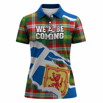 Northwest Territories Scotland Football Tartan Women Polo Shirt We'll Be Coming