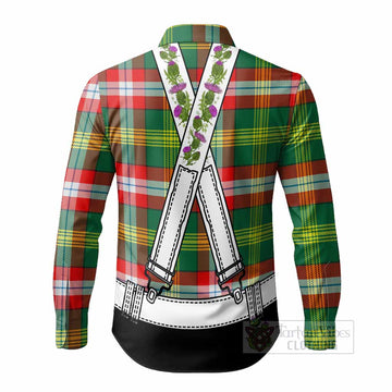Northwest Territories Tartan Lederhosen Costume Long Sleeve Button Shirts Scotland Thistle Floral