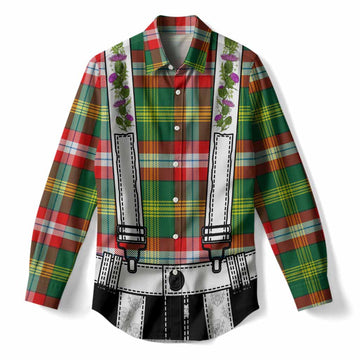 Northwest Territories Tartan Lederhosen Costume Women Casual Shirt Scotland Thistle Floral