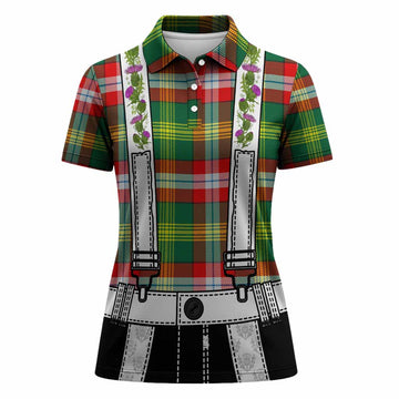 Northwest Territories Tartan Lederhosen Costume Women Polo Shirt Scotland Thistle Floral