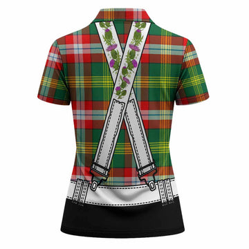 Northwest Territories Tartan Lederhosen Costume Women Polo Shirt Scotland Thistle Floral