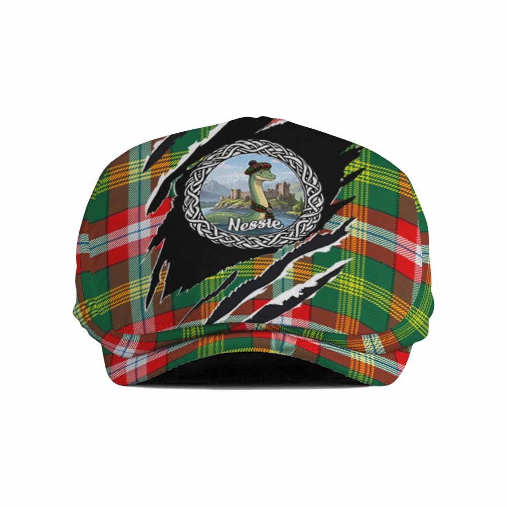Northwest Territories Tartan Loch Ness Monster Flat Cap, Jeff Cap Celtic Knot Nessie Art