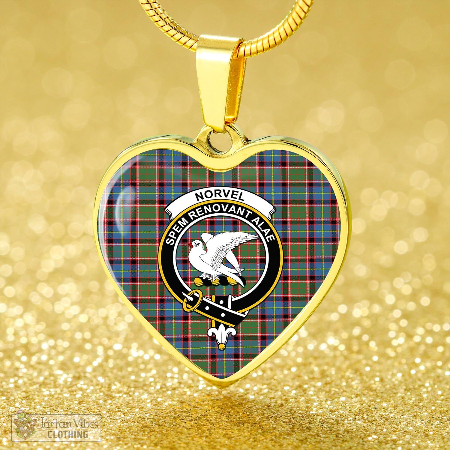 Norvel Tartan Heart Necklace with Family Crest - Tartan Vibes Clothing