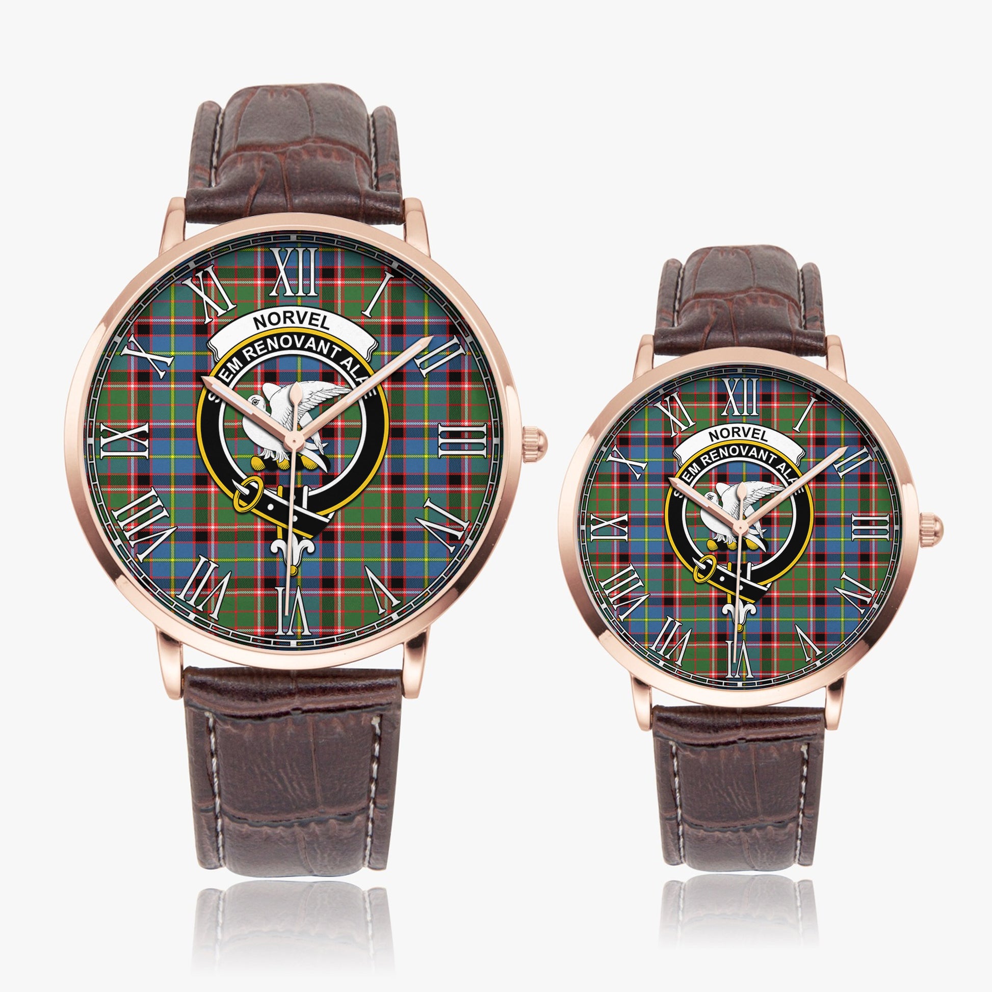 Norvel Tartan Family Crest Leather Strap Quartz Watch - Tartan Vibes Clothing