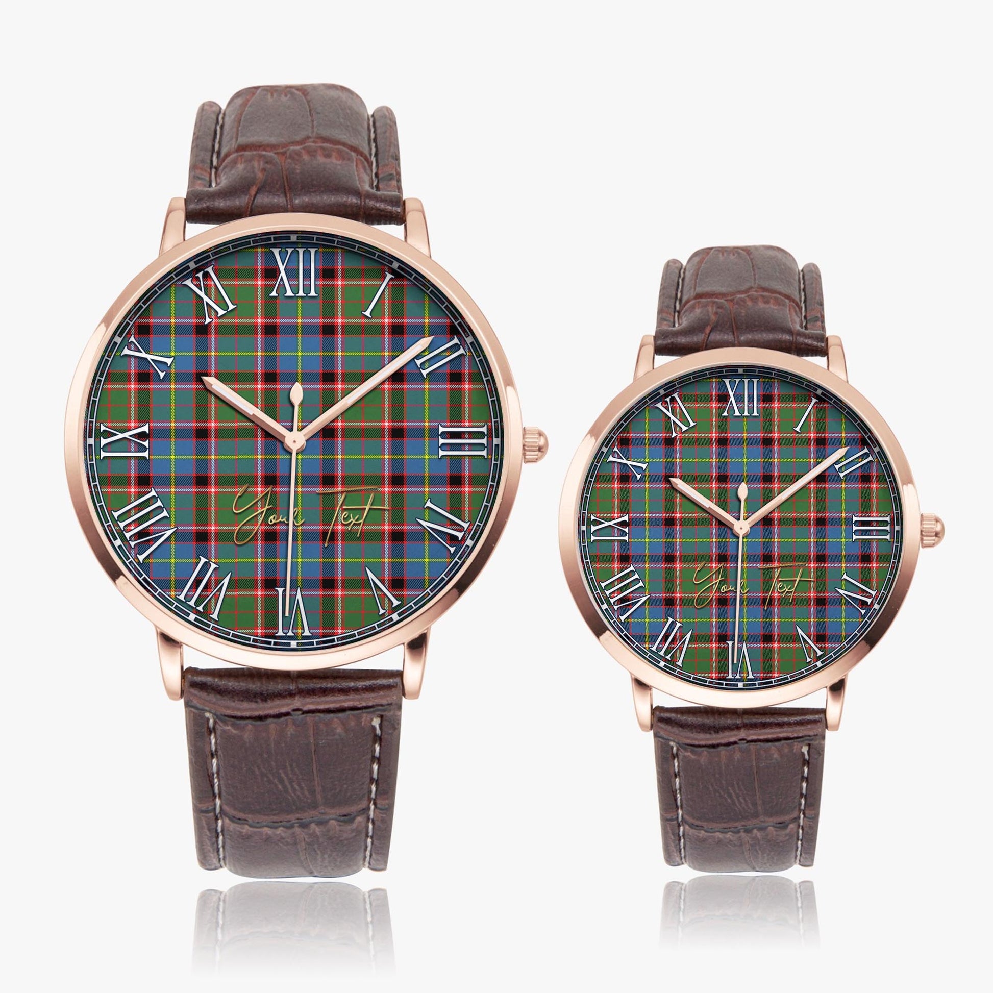 Norvel Tartan Personalized Your Text Leather Trap Quartz Watch - Tartan Vibes Clothing