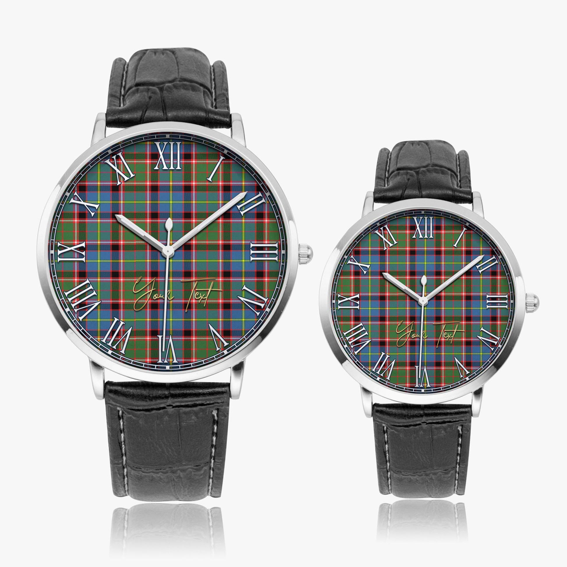 Norvel Tartan Personalized Your Text Leather Trap Quartz Watch - Tartan Vibes Clothing