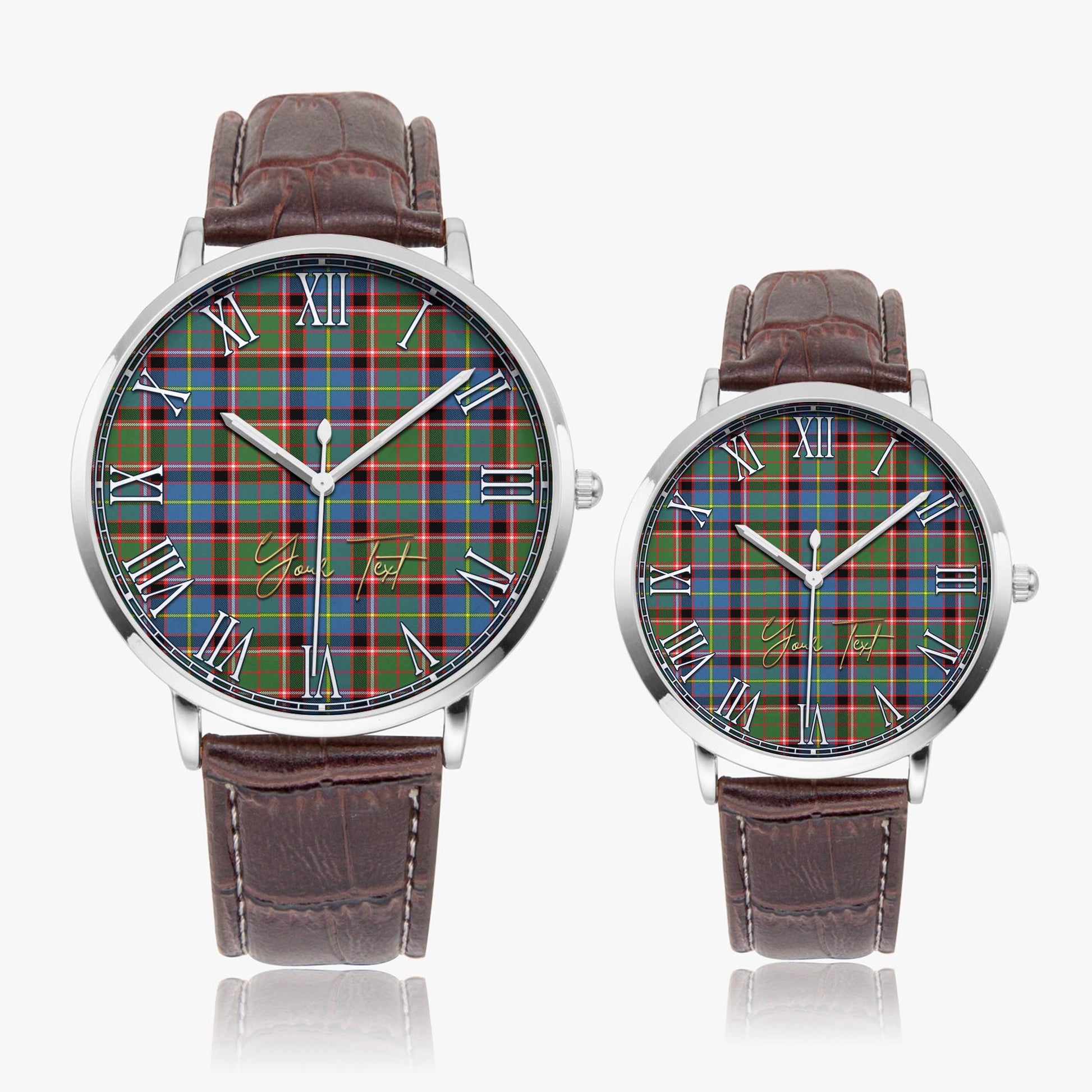 Norvel Tartan Personalized Your Text Leather Trap Quartz Watch - Tartan Vibes Clothing