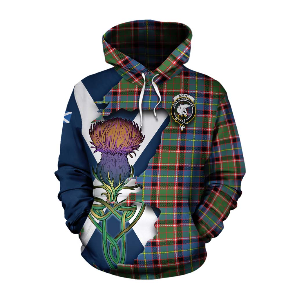Norvel Tartan Family Crest Cotton Hoodie Scottish Thistle Celtic Inspired Pullover Hoodie XS - Tartan Vibes Clothing