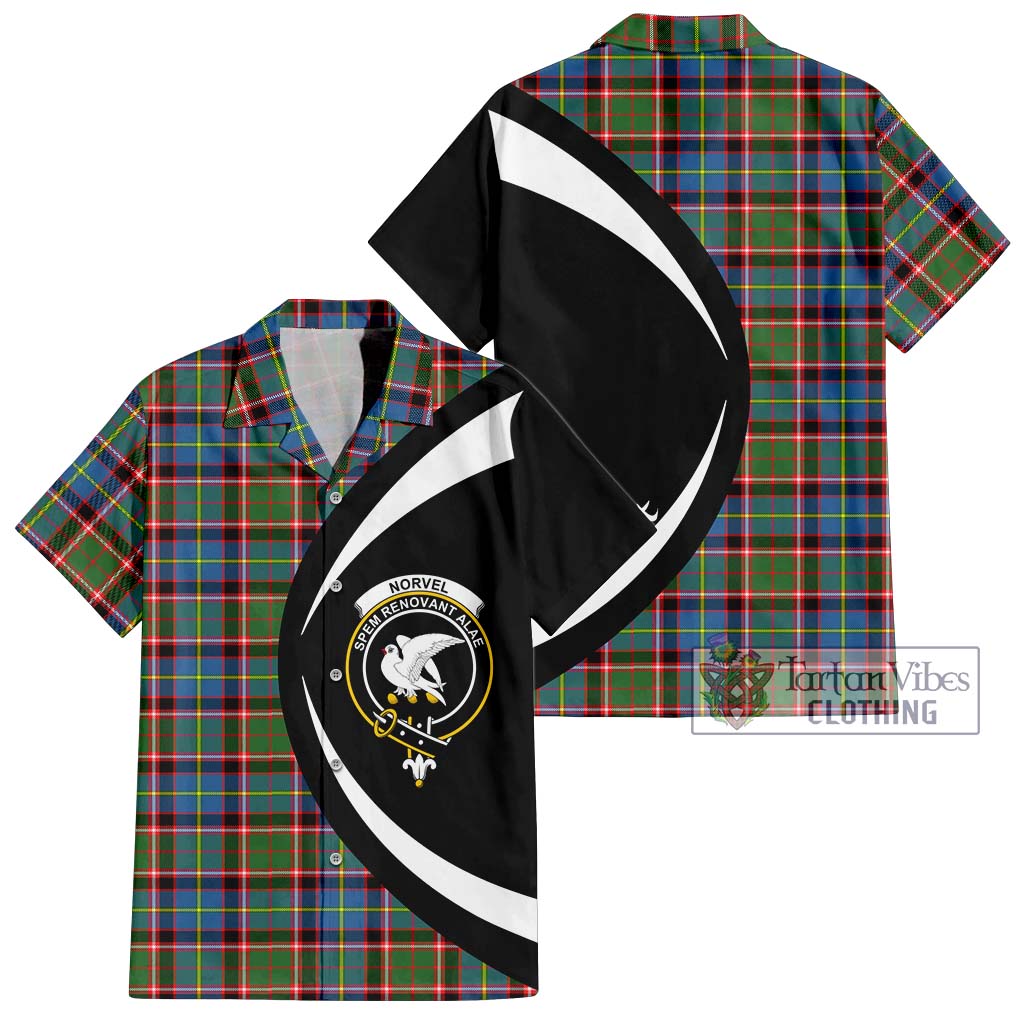 Norvel Tartan Hawaiian Shirt with Family Crest Circle Style Kid - Tartan Vibes Clothing