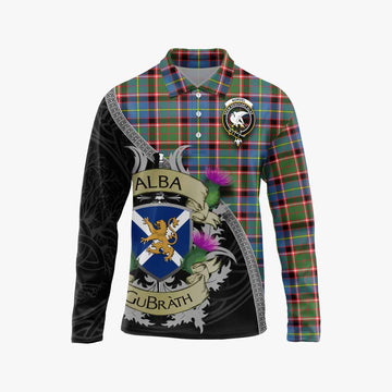Norvel Tartan Family Crest Long Sleeve Polo Shirt Lion Rampant Royal Thistle Shield Celtic Inspired Unisex - Tartan Vibes Clothing