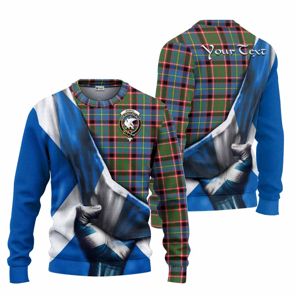 Norvel Tartan Knitted Sweater with Family Crest Scotland Patriotic Style Unisex - Tartan Vibes Clothing