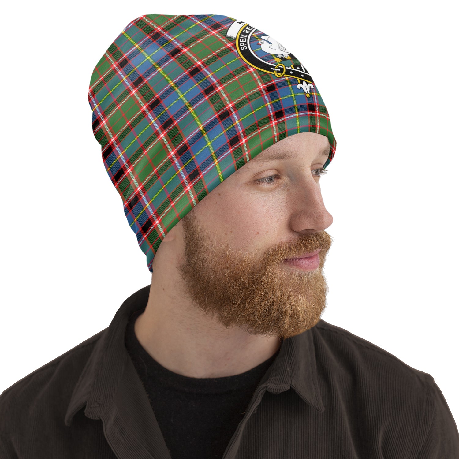 Norvel Tartan Beanies Hat with Family Crest One Size 10.5*10.2 inches - Tartan Vibes Clothing
