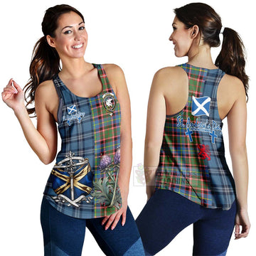 Norvel Tartan Women's Racerback Tanks Happy St. Andrew's Day Half Tartan Style 4XL - Tartan Vibes Clothing