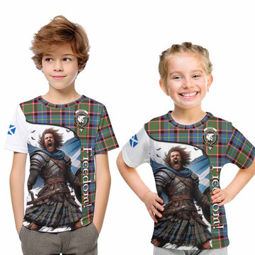 Tartan Vibes Clothing Norvel Crest Tartan Kid T-Shirt Inspired by the Freedom of Scottish Warrior