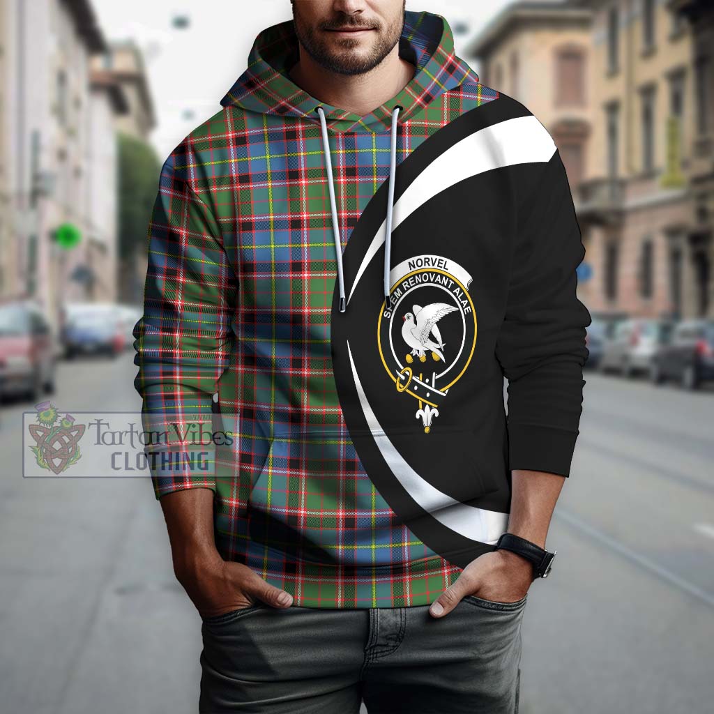 Norvel Tartan Hoodie with Family Crest Circle Style Zip Hoodie - Tartan Vibes Clothing