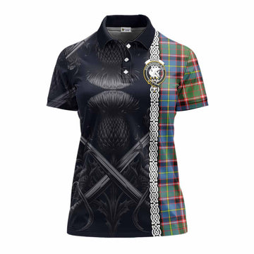 Norvel Tartan Women's Polo Shirt with Family Crest Cross Sword Thistle Celtic Vibes Women - Tartan Vibes Clothing