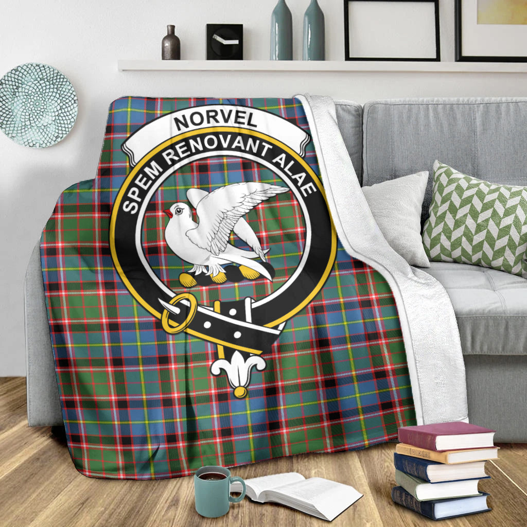 Norvel Tartan Blanket with Family Crest X-Large 59 x 79 inches 150 x 200 cm - Tartan Vibes Clothing