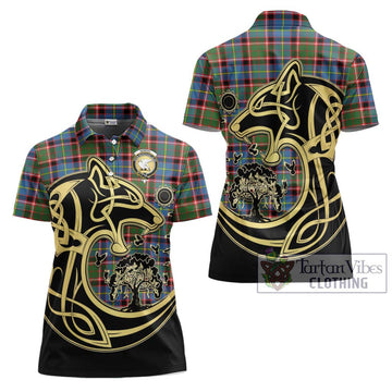 Norvel Tartan Women's Polo Shirt with Family Crest Celtic Wolf Style Women - Tartan Vibes Clothing