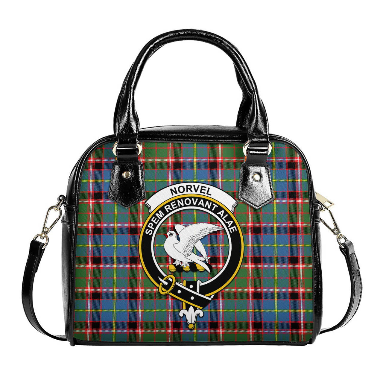 Norvel Tartan Shoulder Handbags with Family Crest One Size 9*21*24 cm (3.54*8.27*9.45 inches) - Tartan Vibes Clothing