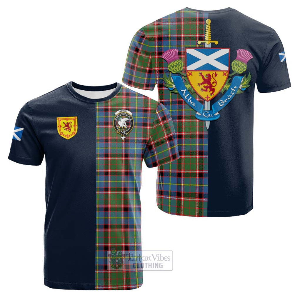 Norvel Tartan Cotton T-shirt Alba with Scottish Lion Royal Arm Half Style Kid's Shirt - Tartan Vibes Clothing