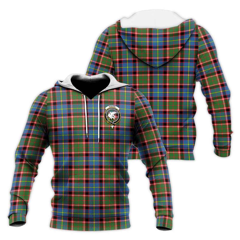 Norvel Tartan Knitted Hoodie with Family Crest Unisex Knitted Pullover Hoodie - Tartan Vibes Clothing