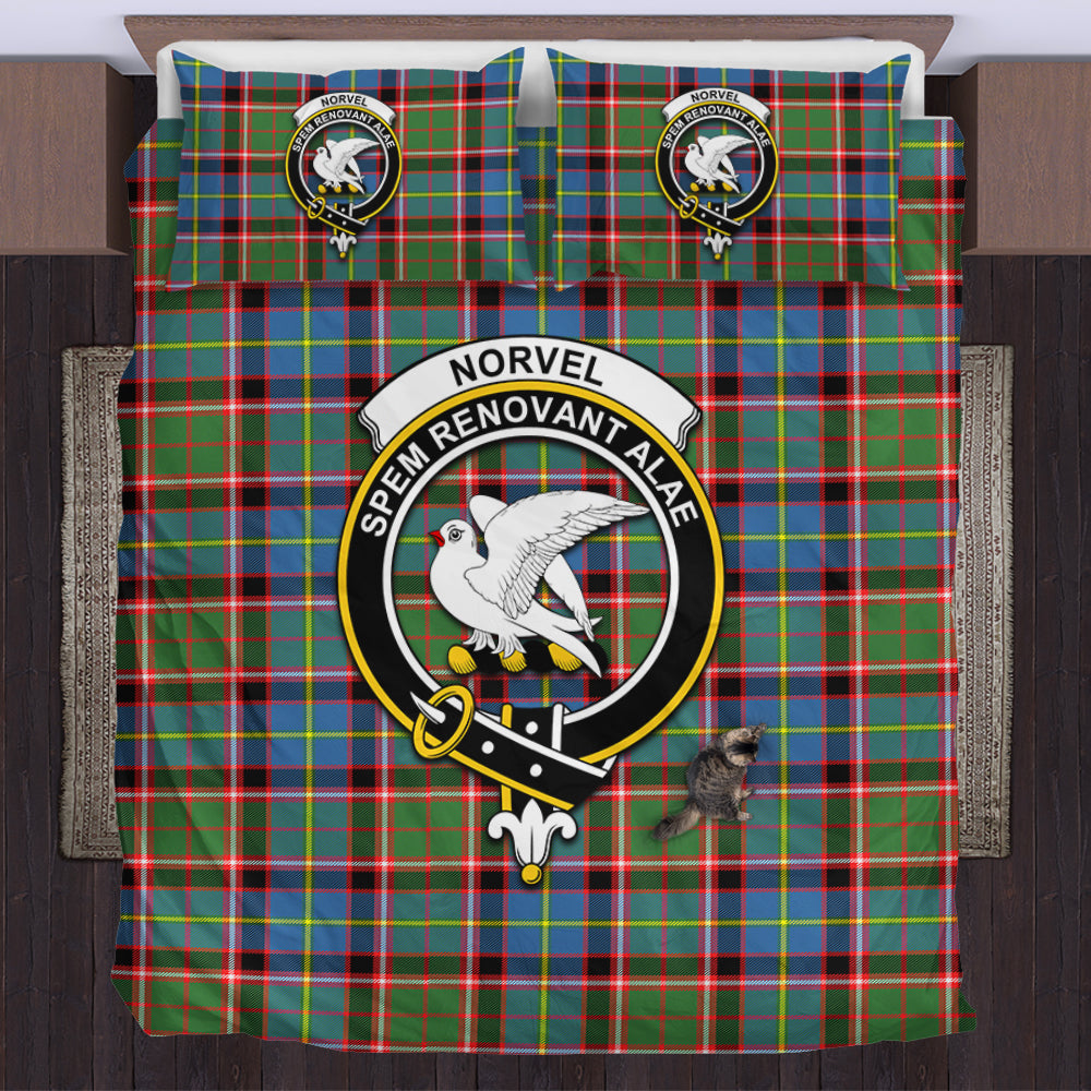 Norvel Tartan Bedding Set with Family Crest US Bedding Set - Tartan Vibes Clothing