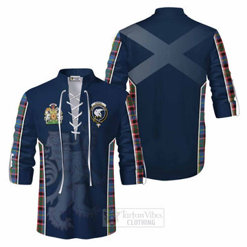 Norvel Tartan Ghillie Kilt Shirt with Family Crest and Lion Rampant Vibes Sport Style Men - Tartan Vibes Clothing