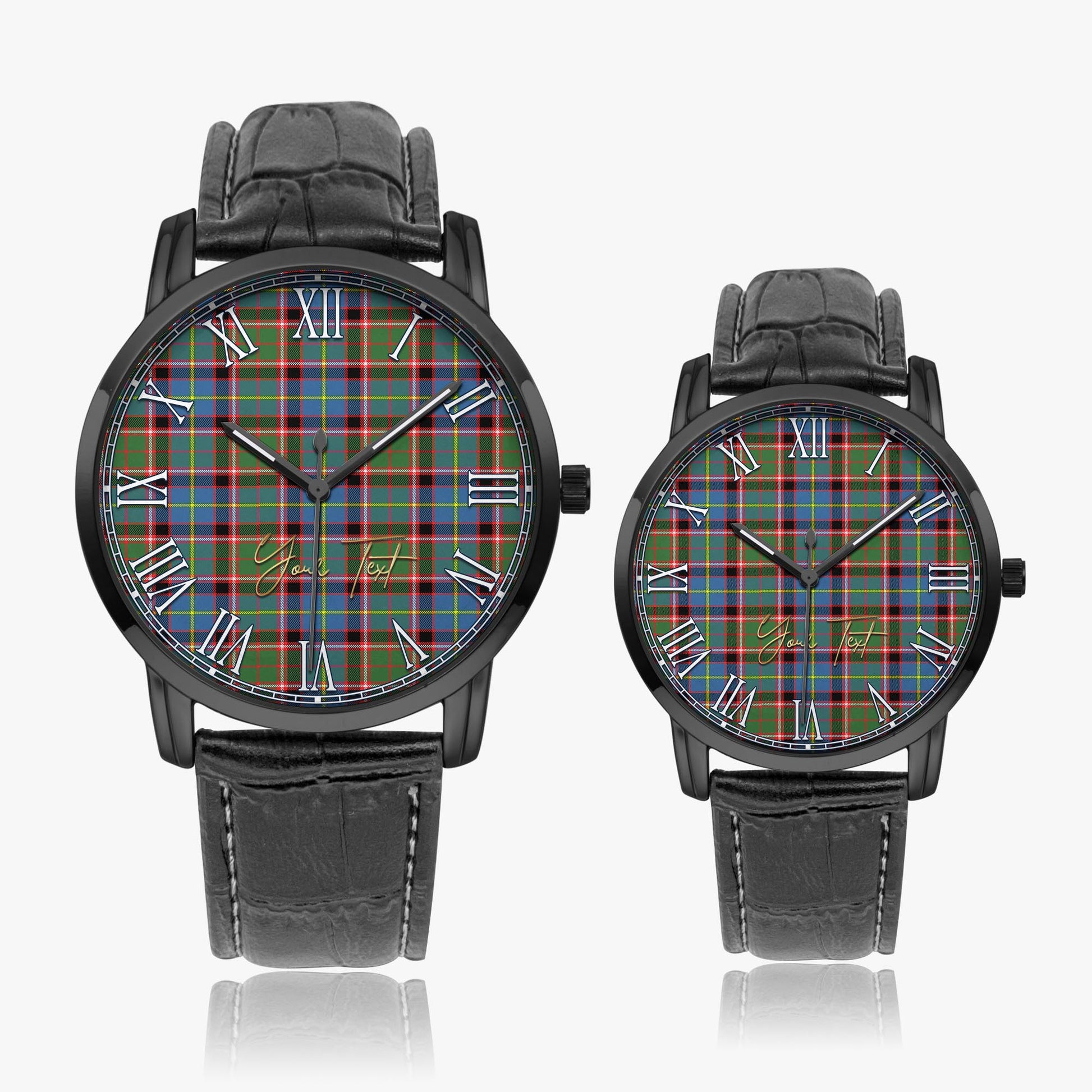 Norvel Tartan Personalized Your Text Leather Trap Quartz Watch Wide Type - Tartan Vibes Clothing