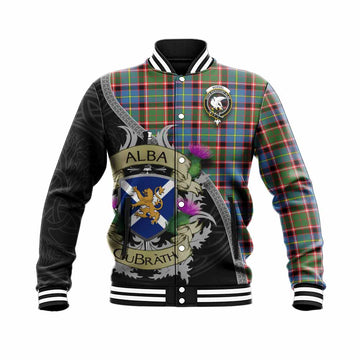 Norvel Tartan Family Crest Baseball Jacket Lion Rampant Royal Thistle Shield Celtic Inspired Unisex - Tartan Vibes Clothing