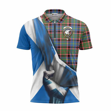 Norvel Tartan Zipper Polo Shirt with Family Crest Scotland Patriotic Style Unisex - Tartan Vibes Clothing