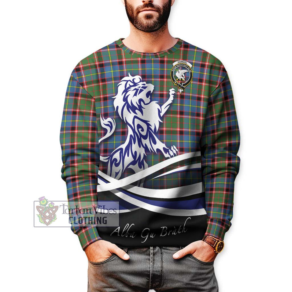 Norvel Tartan Sweatshirt with Alba Gu Brath Regal Lion Emblem Unisex - Tartan Vibes Clothing
