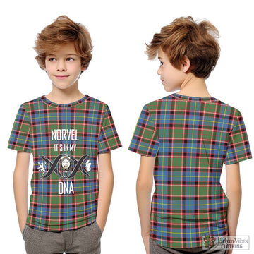 Norvel Tartan Kid T-Shirt with Family Crest DNA In Me Style Youth XL Size14 - Tartan Vibes Clothing