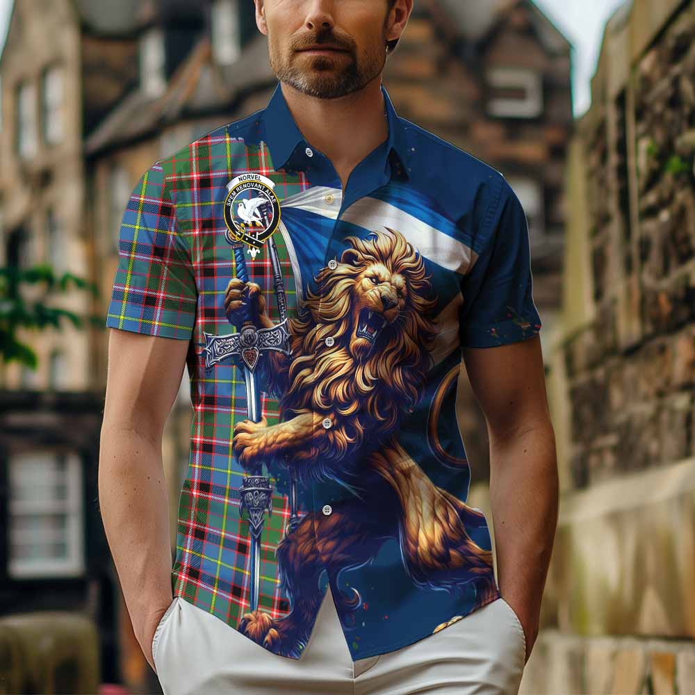 Norvel Tartan Family Crest Hawaiian Shirt with Scottish Majestic Lion Kid - Tartan Vibes Clothing