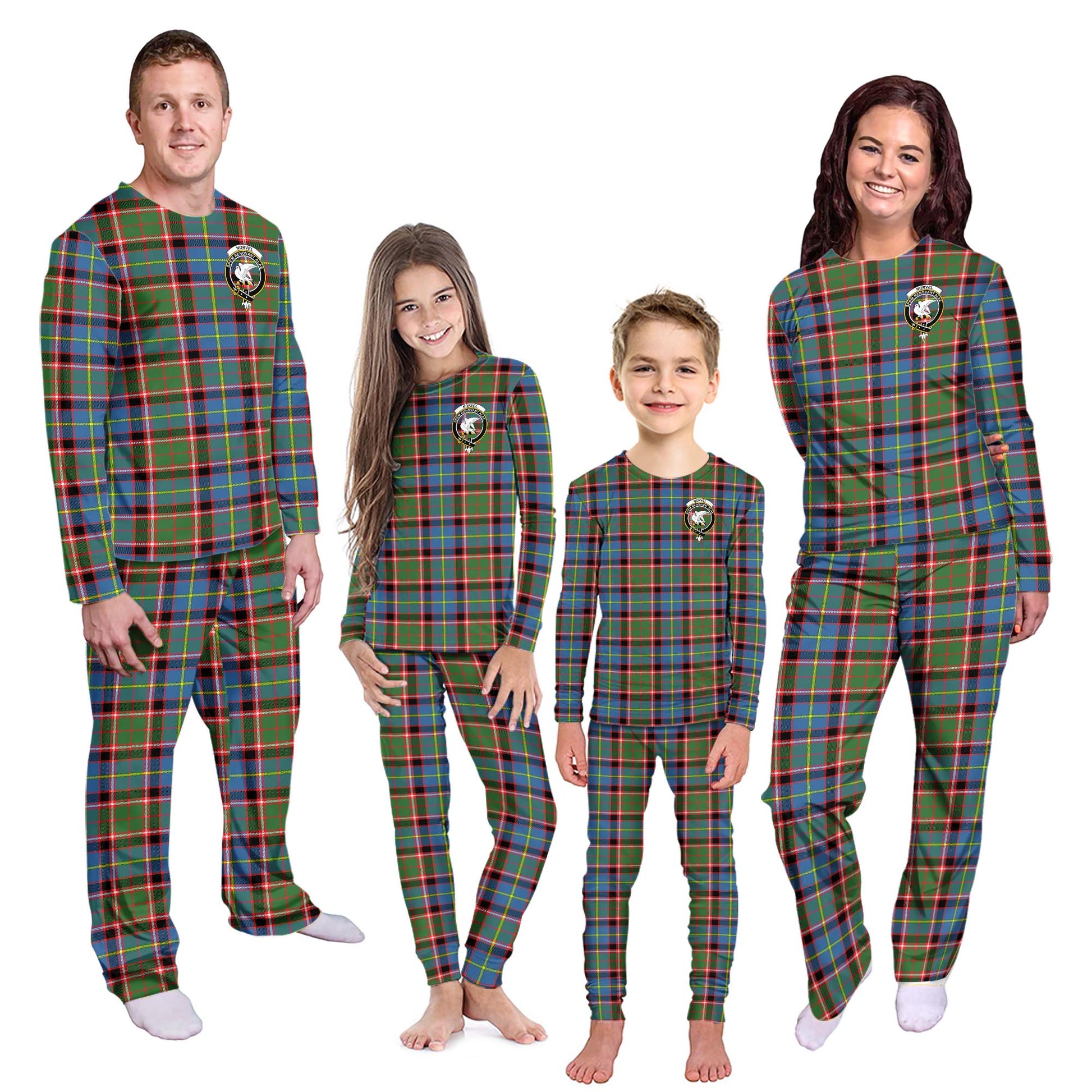 Norvel Tartan Pajamas Family Set with Family Crest Kid - Tartan Vibes Clothing
