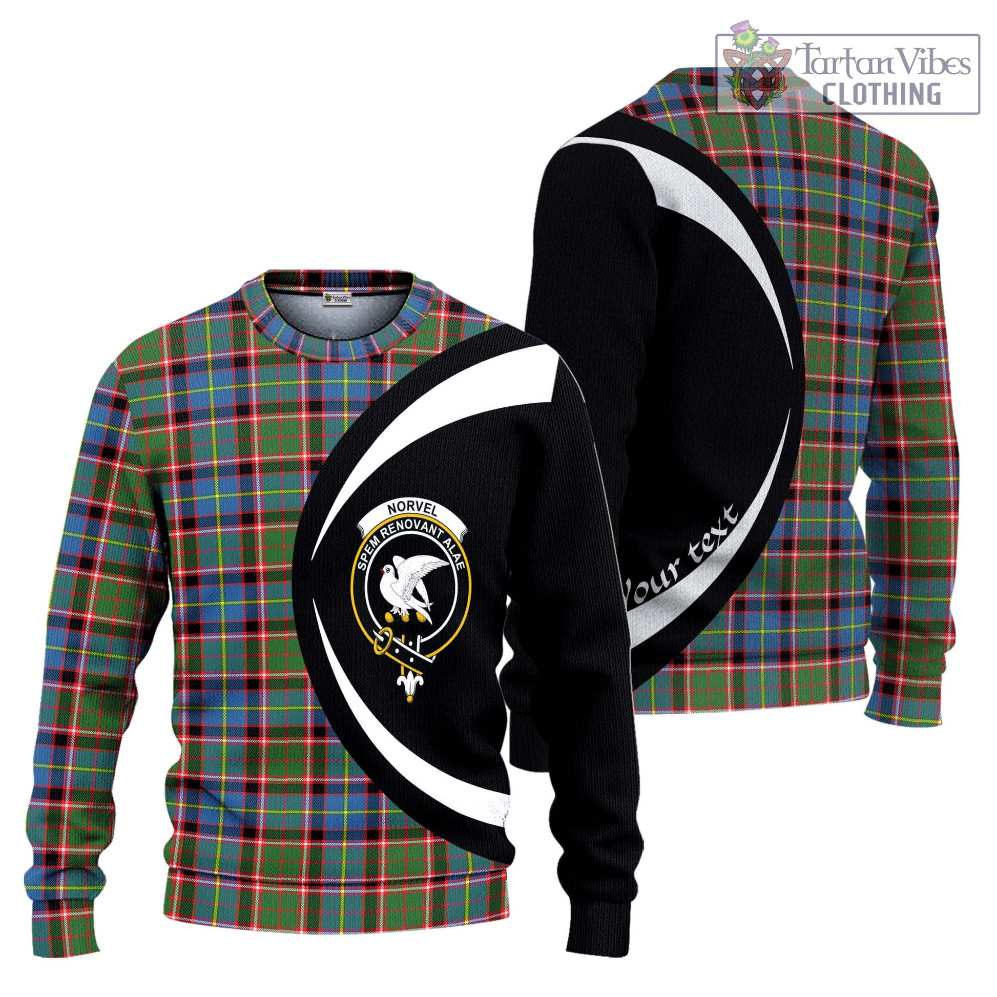 Norvel Tartan Ugly Sweater with Family Crest Circle Style Unisex - Tartan Vibes Clothing