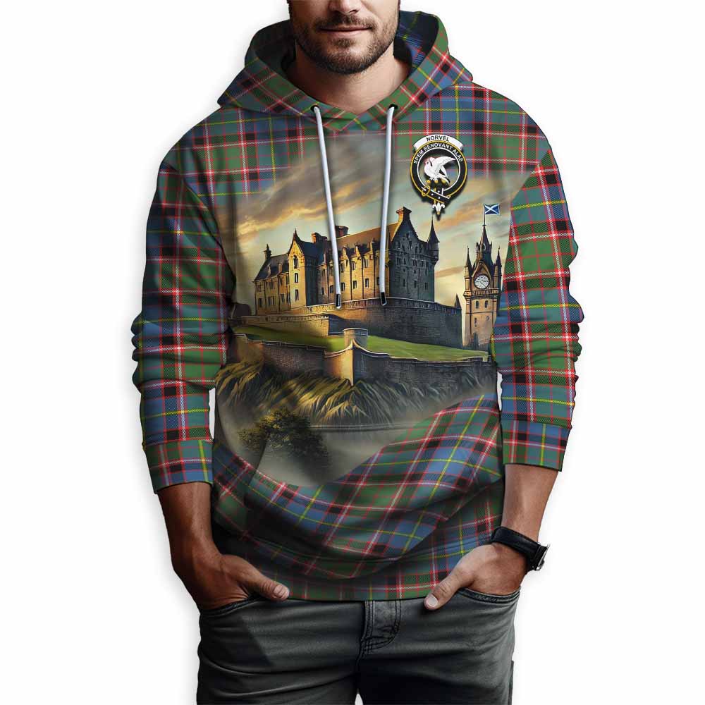 Norvel Tartan Family Crest Hoodie with Scottish Ancient Castle Style Pullover Hoodie - Tartan Vibes Clothing