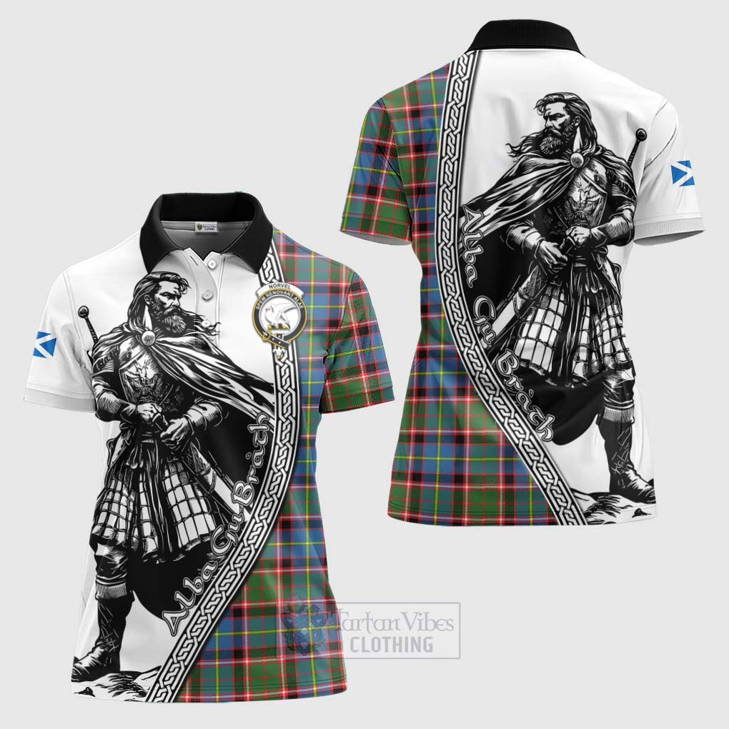Norvel Tartan Clan Crest Women's Polo Shirt with Highlander Warrior Celtic Style Women - Tartan Vibes Clothing