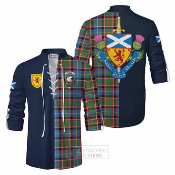 Norvel Tartan Ghillie Kilt Shirt Alba with Scottish Lion Royal Arm Half Style Men - Tartan Vibes Clothing