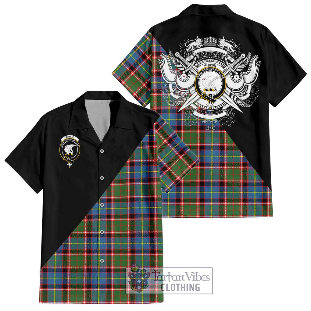 Norvel Tartan Hawaiian Shirt with Family Crest and Military Logo Style Kid - Tartan Vibes Clothing