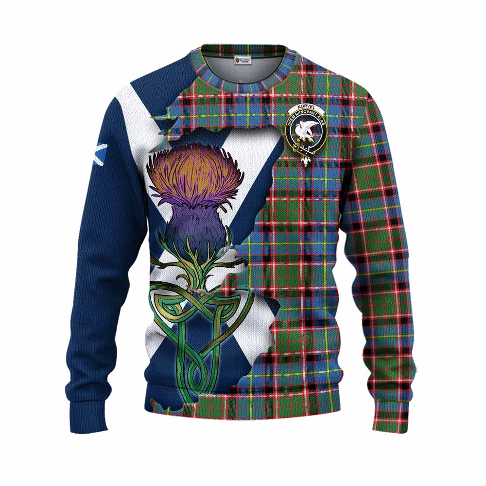 Norvel Tartan Family Crest Knitted Sweater Scottish Thistle Celtic Inspired Unisex - Tartan Vibes Clothing